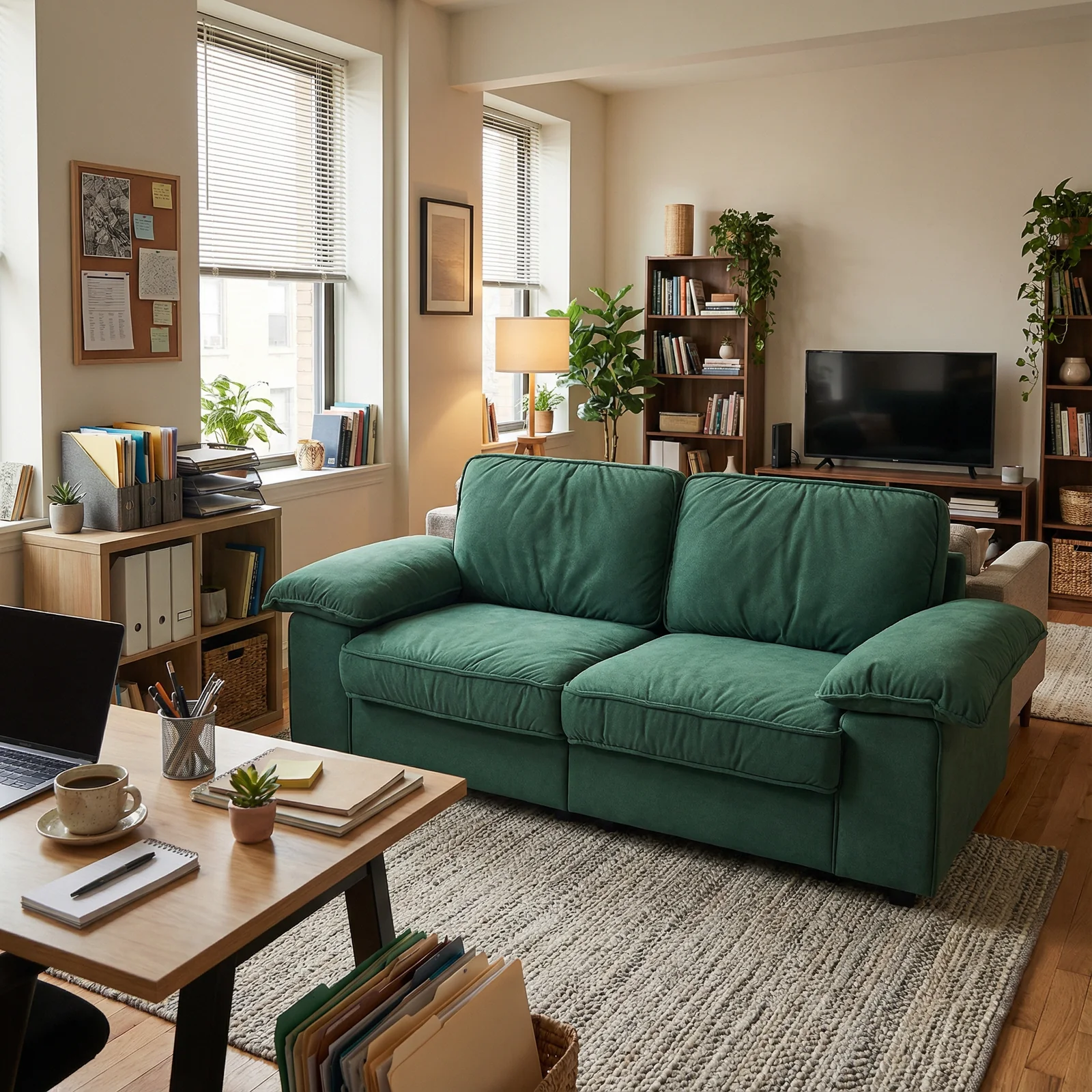 FX-P20M-2S-GR (2.5S SOFA)78.74 INCH Green Velvet Compact Sofa with Hidden Storage, 2-Seater Loveseat Space-Saving Couch for Small Apartment and Studio Living